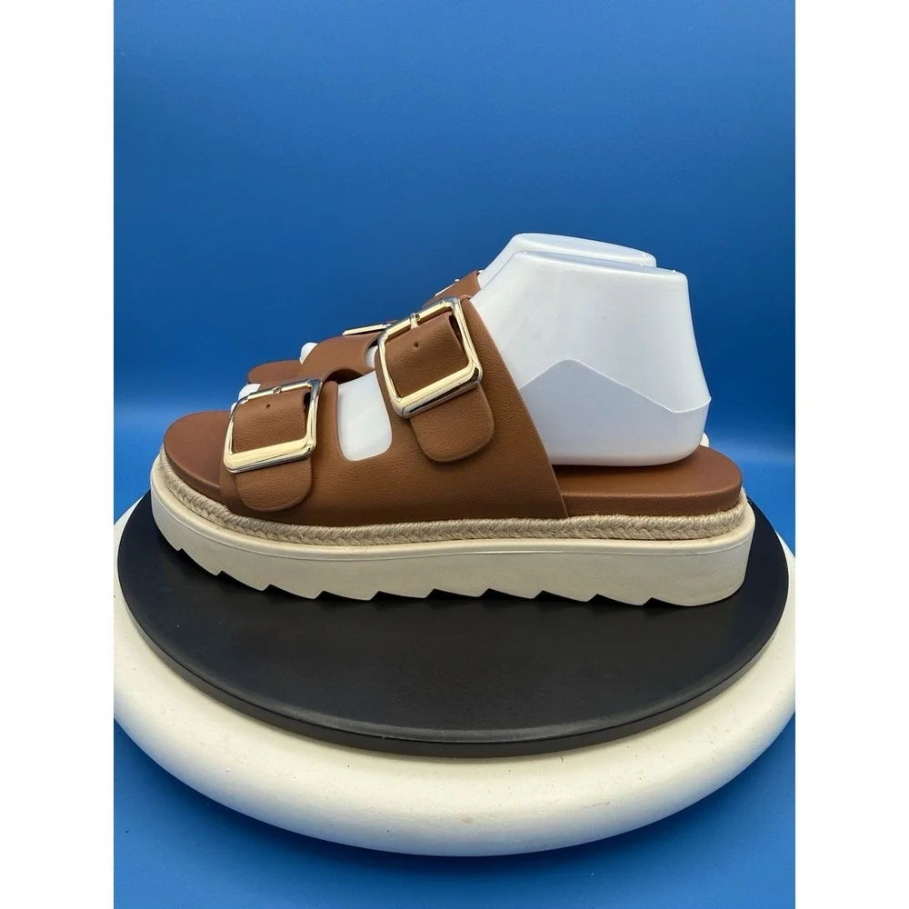 Madden Girl G-Envyy Womens Size 9.5M Brown Platform Espadrille Slip On Sandals